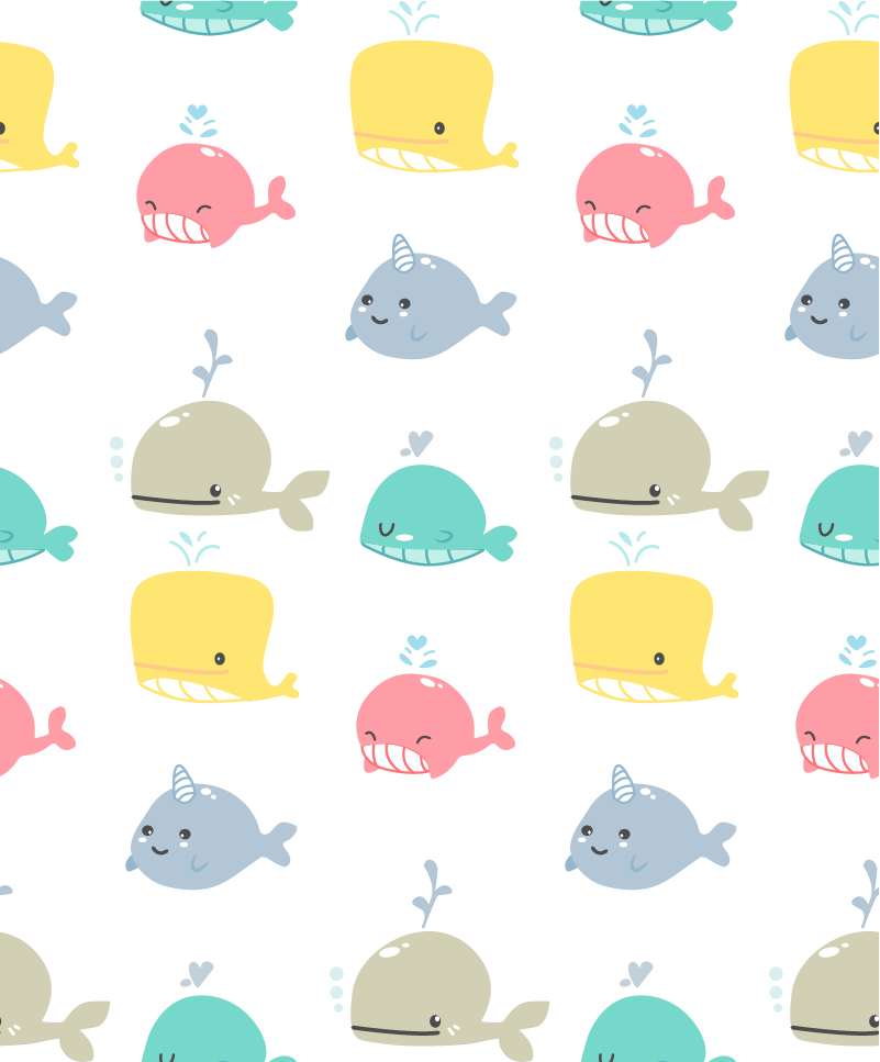 Tapis vinyle animal baleines colorées pour bébé - TenStickers