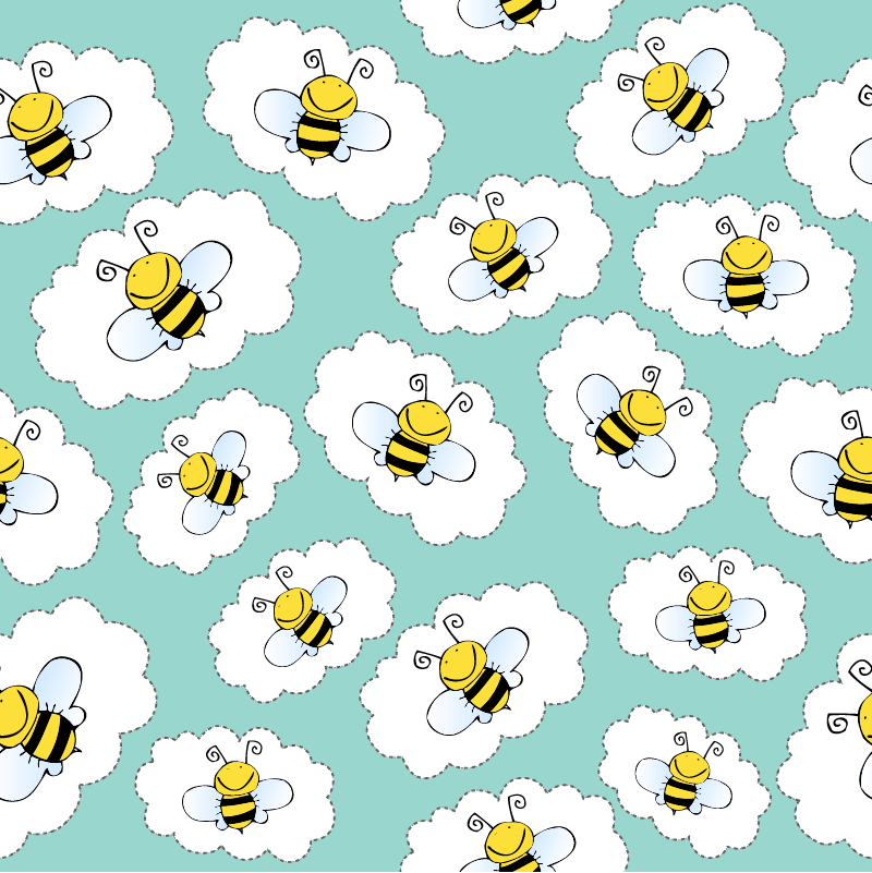 Tapis vinyle animal arbres blancs et abeilles - TenStickers