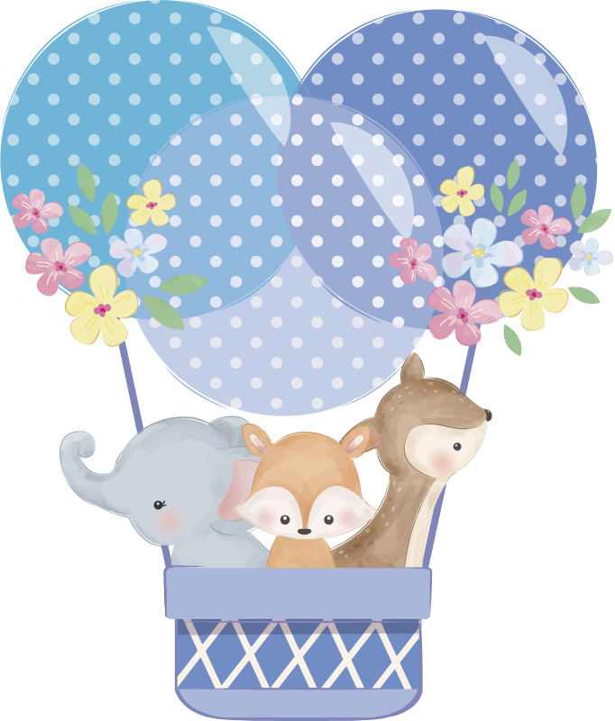 Tapis vinyle animal animaux aquarelle montgolfière - TenStickers