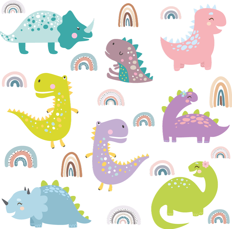 Tapis vinyle animal dinosaures nordiques et arcs-en-ciel - TenStickers