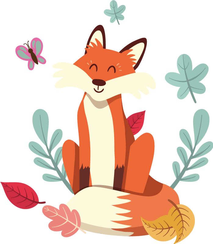 Tapis vinyle animal renard avec feuilles d'automne - TenStickers
