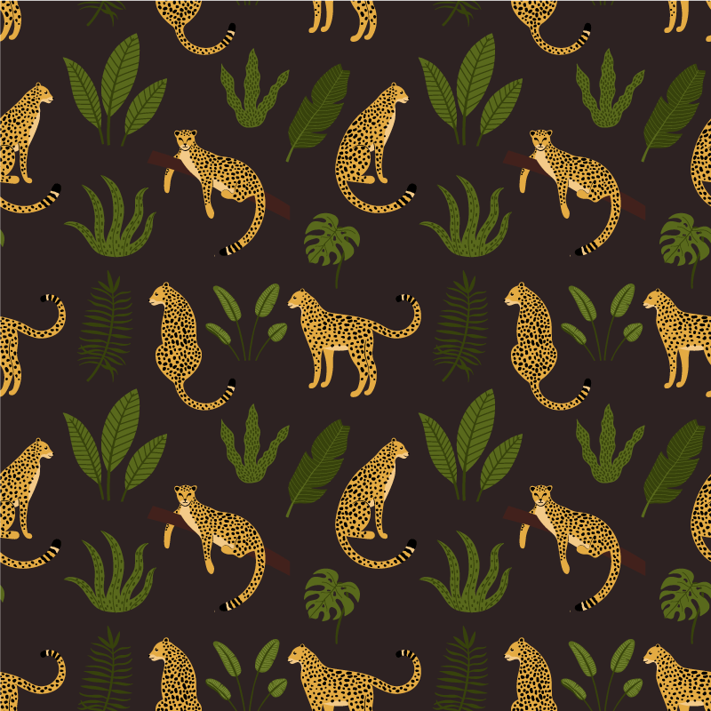 Tapis vinyle animal motif léopard sauvage botanique - TenStickers
