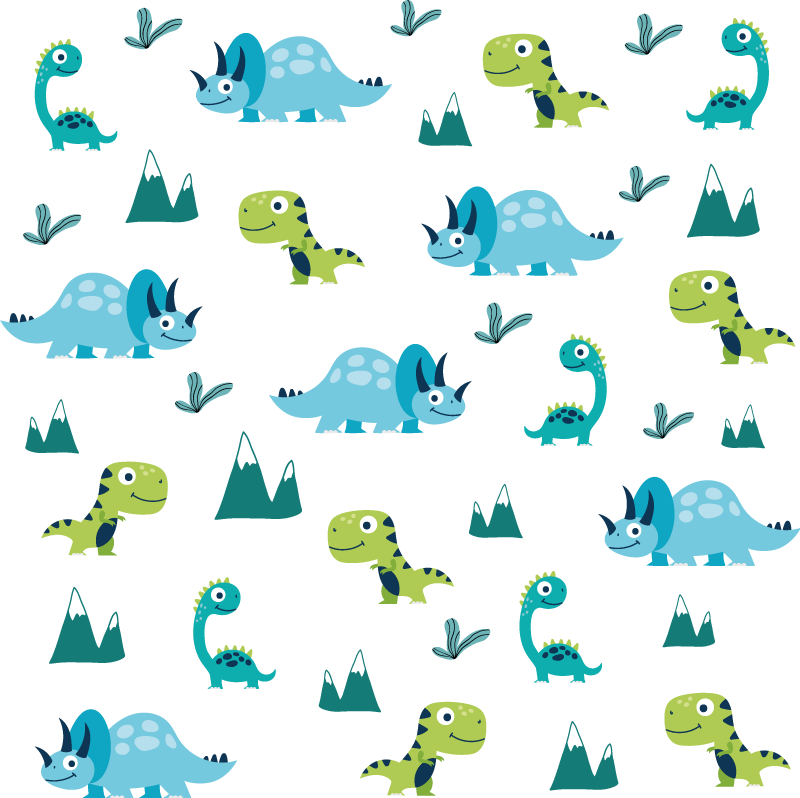 Tapis vinyle animal ensemble montagnes dinosaures nordiques - TenStickers