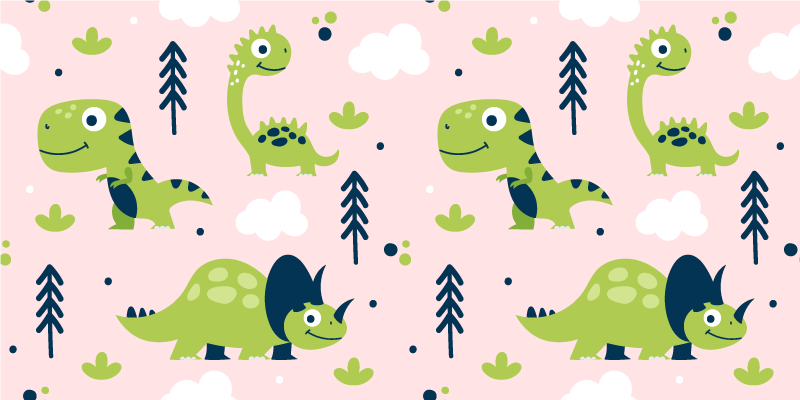 Tapis vinyle animal dinosaures verts mignons - TenStickers