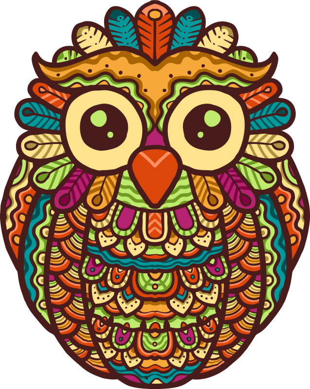 Tapis vinyle animal hibou coloré - TenStickers