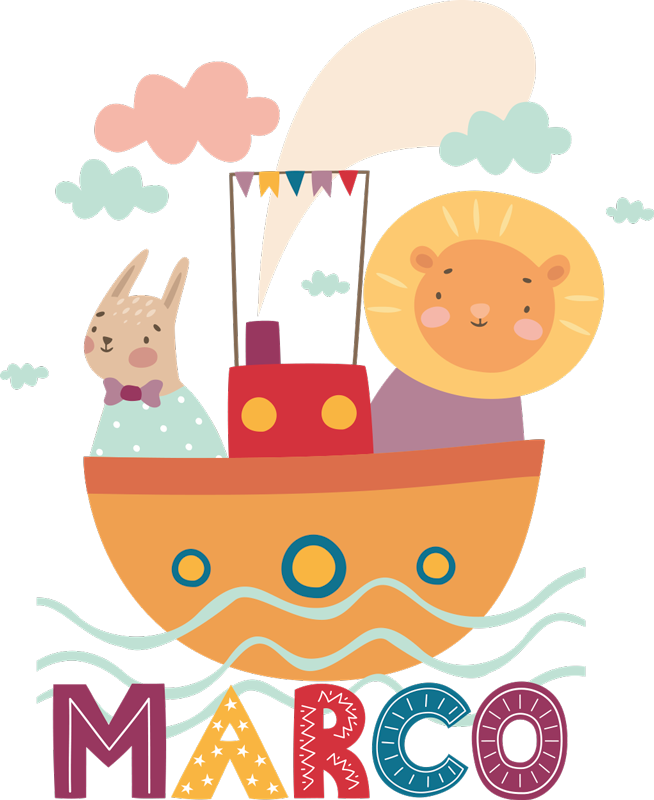 Tapis vinyle animal animaux sur un bateau - TenStickers