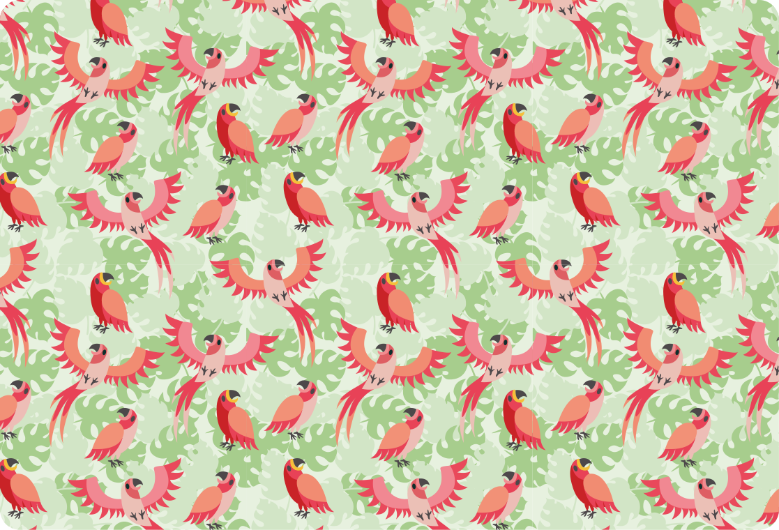 Tapis vinyle animal oiseaux rouges sur feuilles vertes - TenStickers