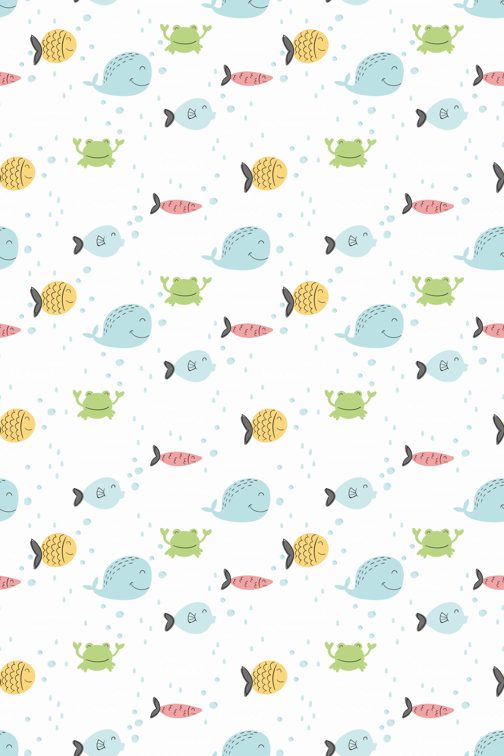 Tapis vinyle animal poissons colorés sur fond blanc - TenStickers