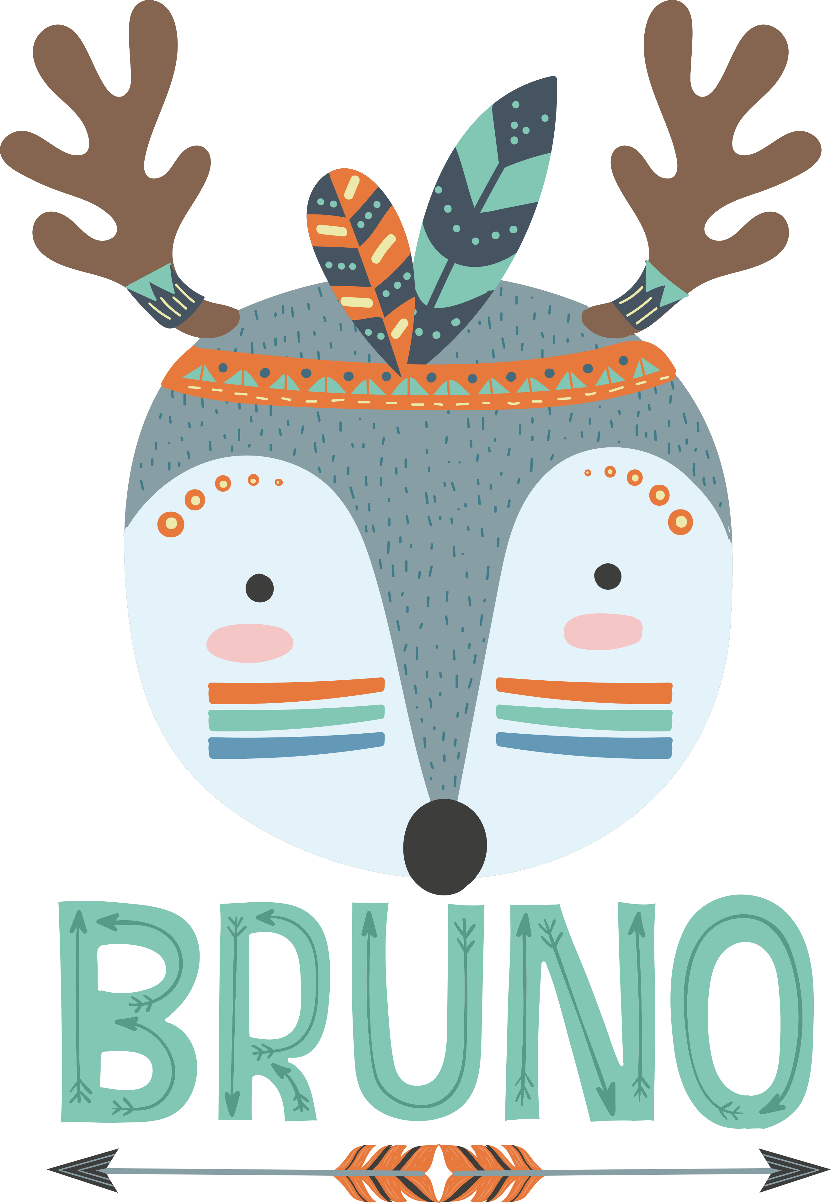 Tapis vinyle animal cerf nordique avec prénom - TenStickers