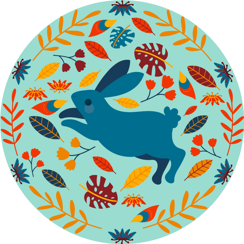 Tapis vinyle animal illustration de lapin ludique - TenStickers