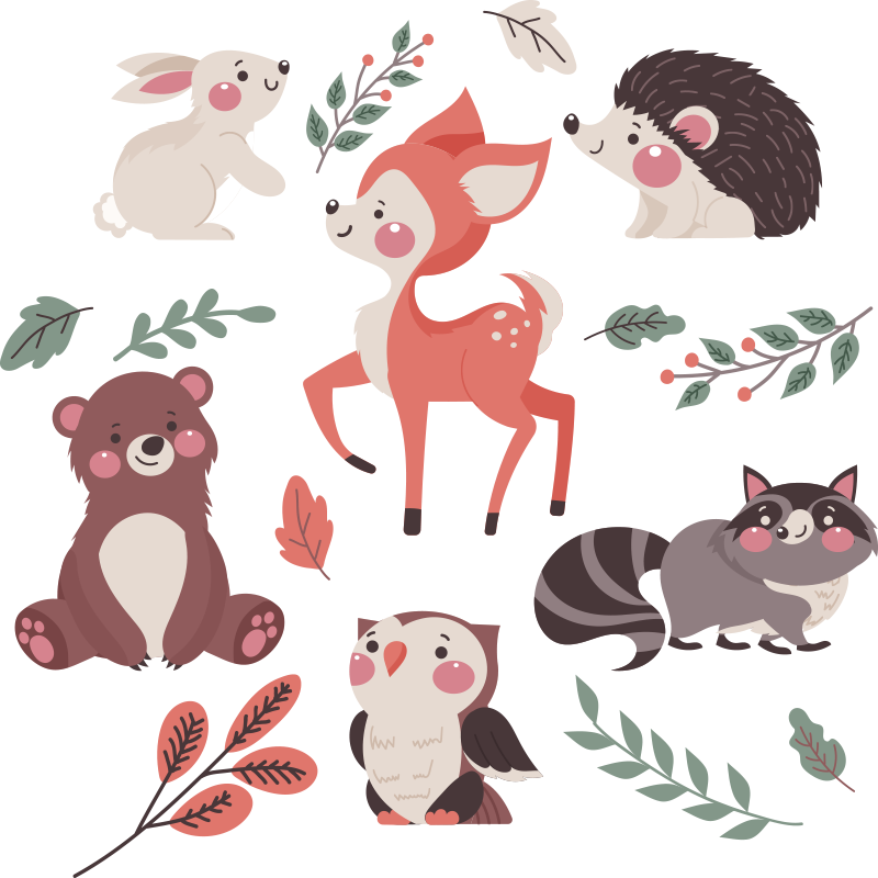 Tapis vinyle animal compagnons animaliers fantaisistes - TenStickers