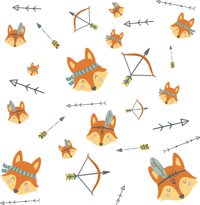 Tapis vinyle animal visages de renard joyeux - TenStickers