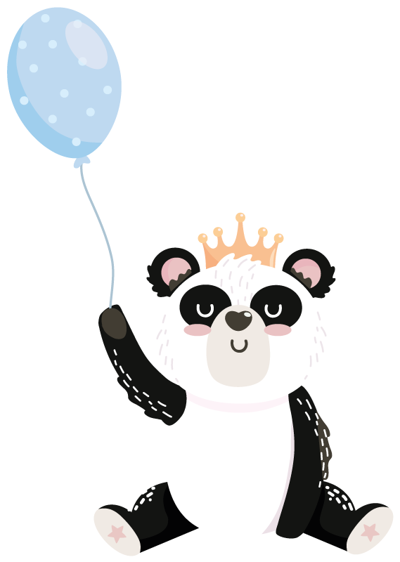 Tapis vinyle animal panda adorable avec ballon - TenStickers