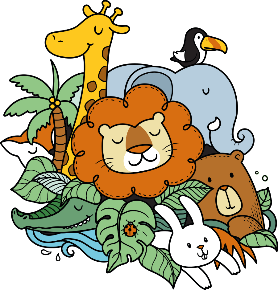 Tapis vinyle animal scène d'animaux ludique - TenStickers