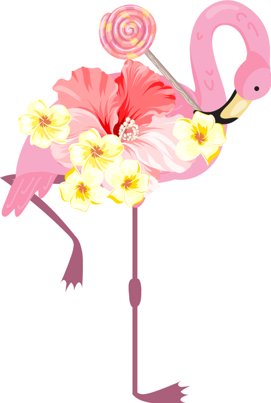 Tapis vinyle animal design floral flamant rose - TenStickers