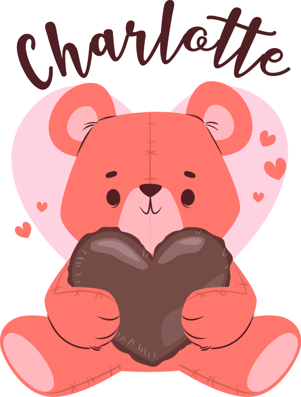 Tapis vinyle animal ours mignon tenant un cœur - TenStickers