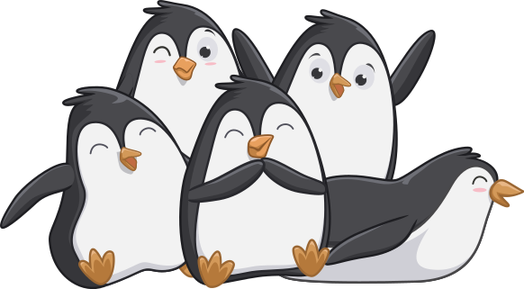 Tapis vinyle animal famille de pingouins joyeux - TenStickers