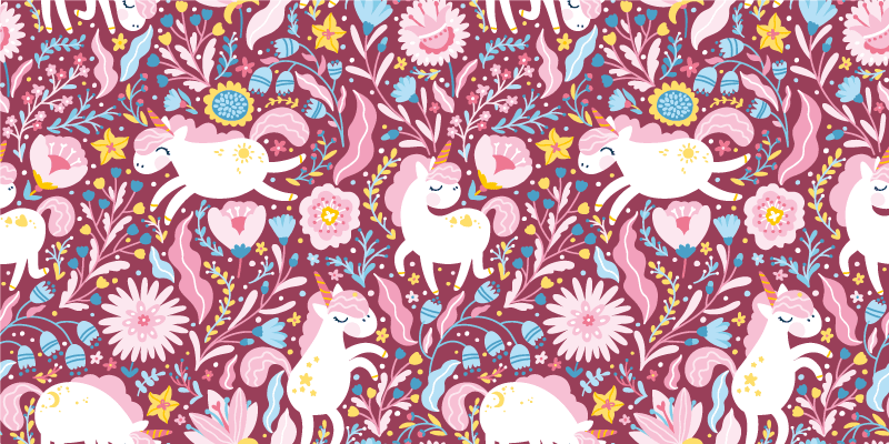 Tapis vinyle animal motif licornes ludiques - TenStickers