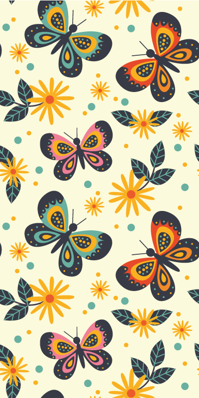 Tapis vinyle animal avec illustrations de papillons colorés - TenStickers