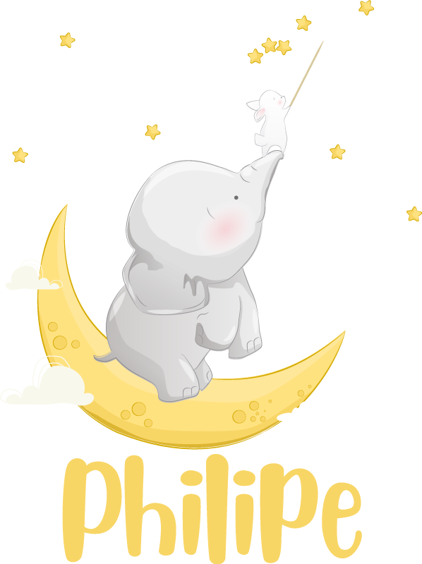 Tapis vinyle animal éléphant et lapin personnalisable - TenStickers