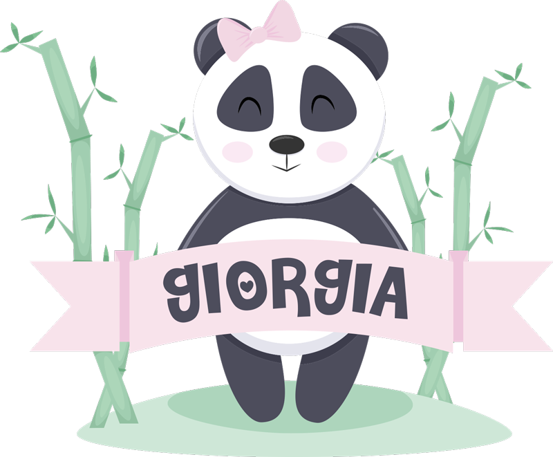 Tapis vinyle animal petite panda fille avec nom - TenStickers