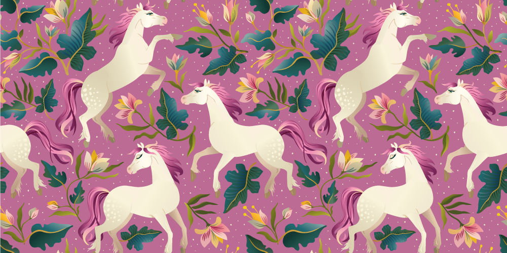 Tapis vinyle animal design cheval floral rose - TenStickers