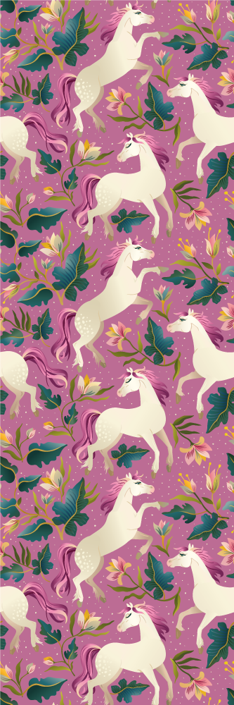 Tapis vinyle animal design cheval floral rose - TenStickers