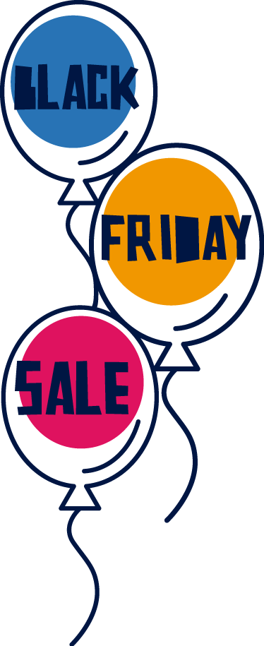 Tapis vinyle black friday ballons aériens colorés - TenStickers