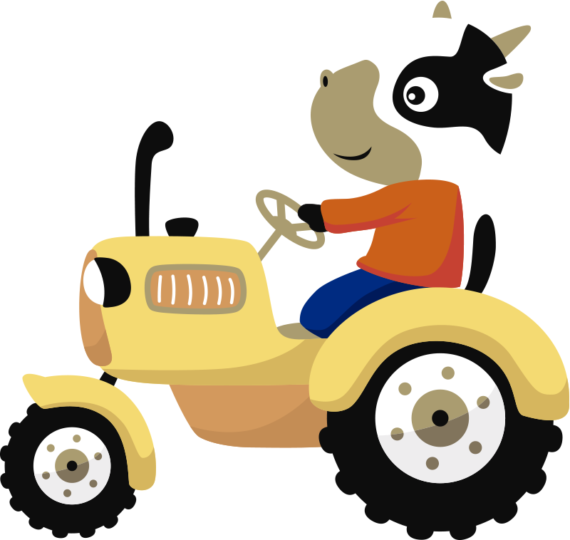 Tapis vinyle animal vache sur tracteur - TenStickers