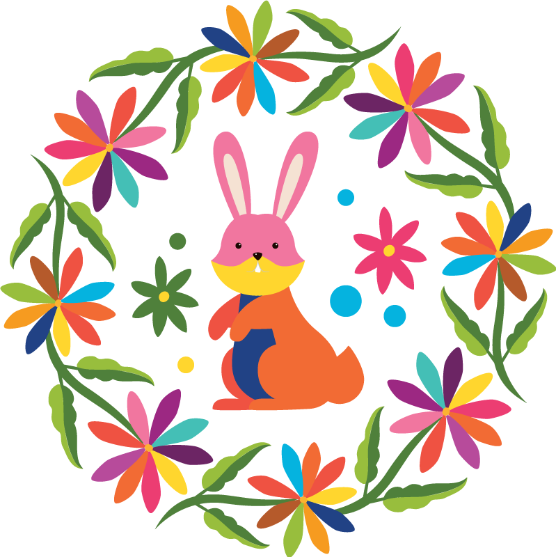 Tapis vinyle animal design de lapin coloré - TenStickers