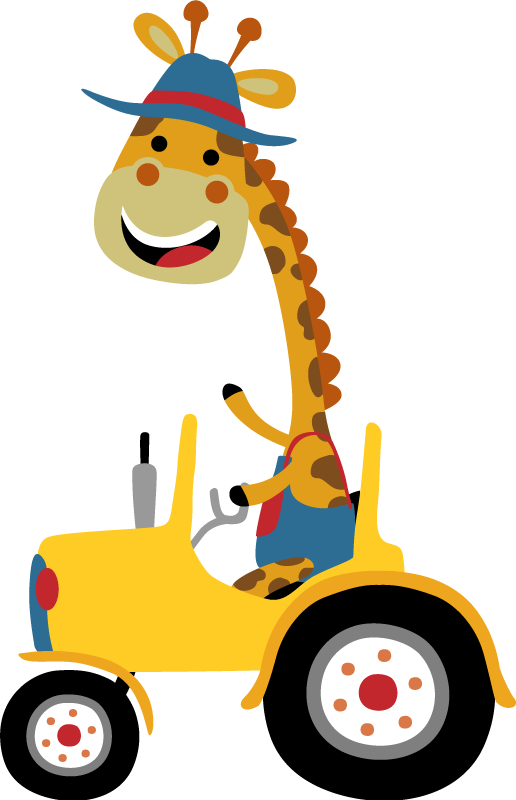 Tapis vinyle animal girafe heureuse tracteur - TenStickers
