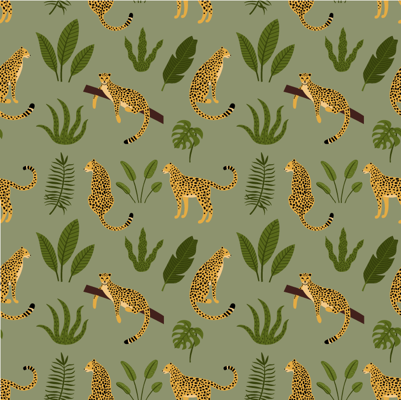 Tapis vinyle animal motif léopard jungle - TenStickers