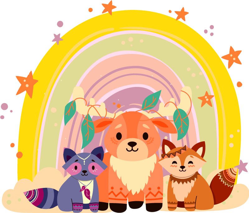 Tapis vinyle animal trio de créatures charmantes - TenStickers