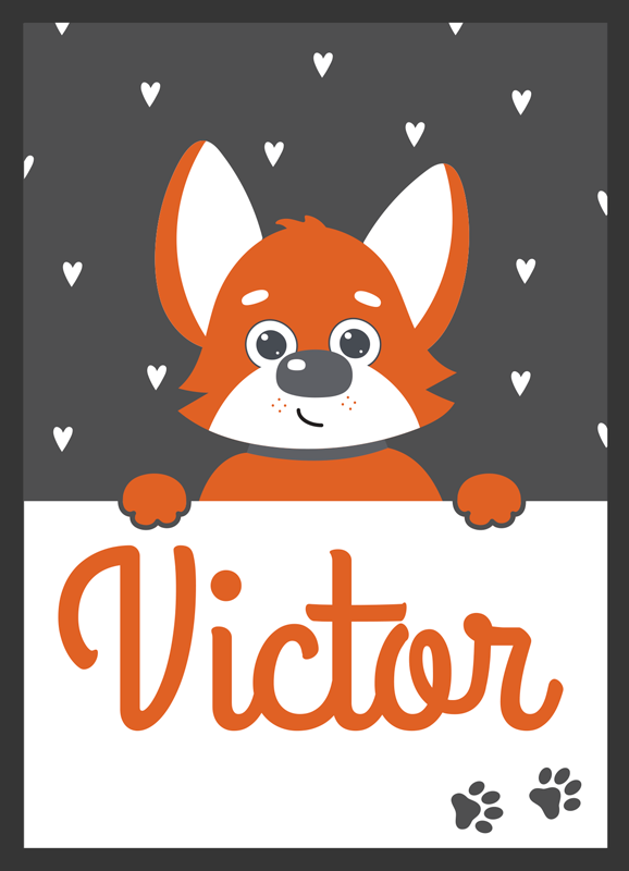 Tapis vinyle animal affiche enfant chien avec nom - TenStickers