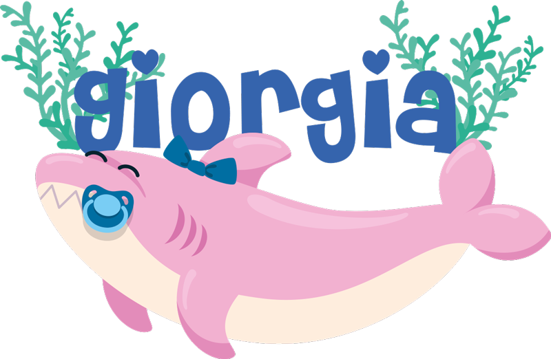 Tapis vinyle animal requin bébé avec prénom fille - TenStickers