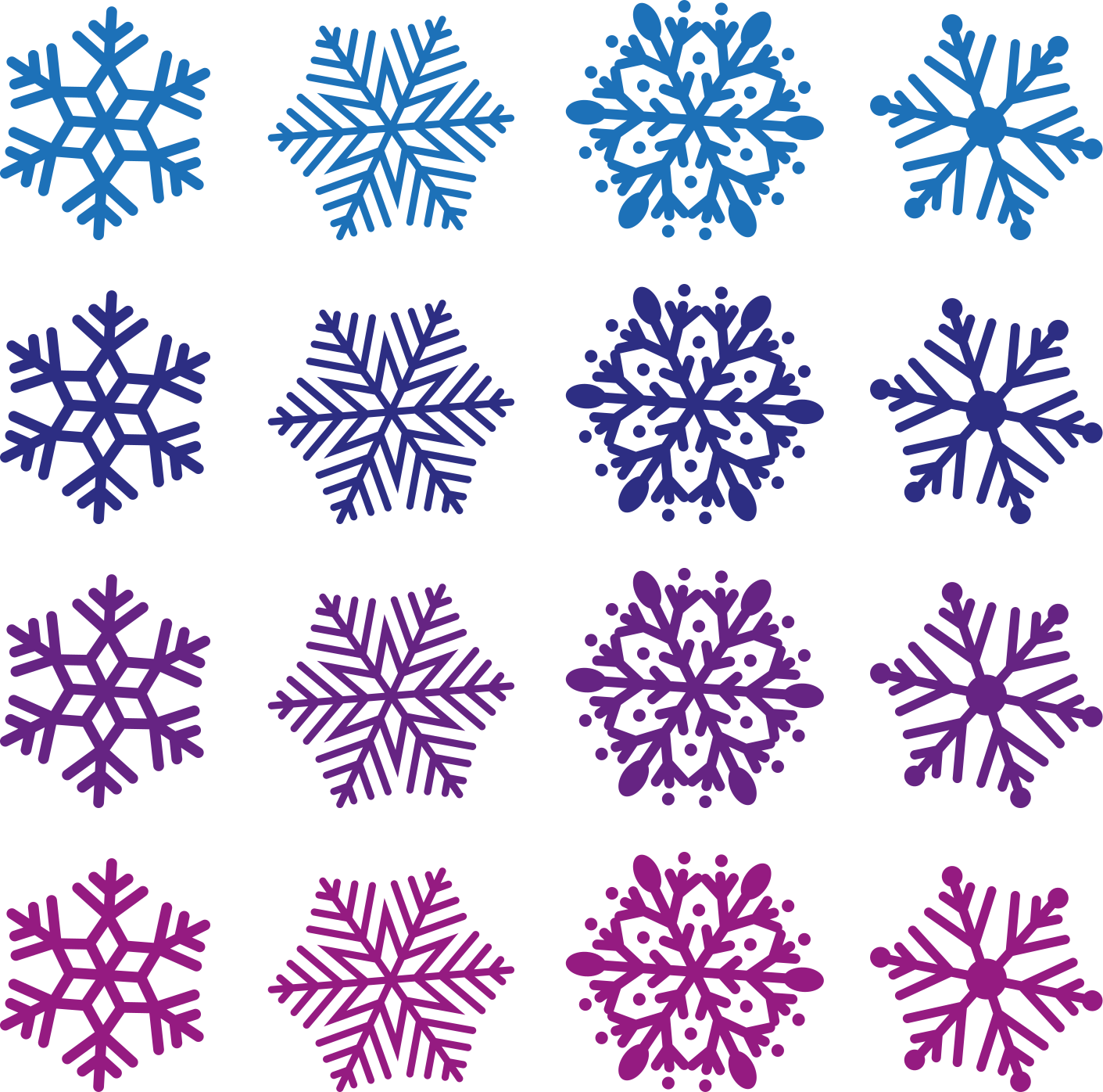Tapis vinyle noël pack de flocons violets et bleus - TenStickers