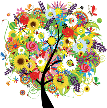 Tapis vinyle fleurs et plantes arbre d'été - TenStickers