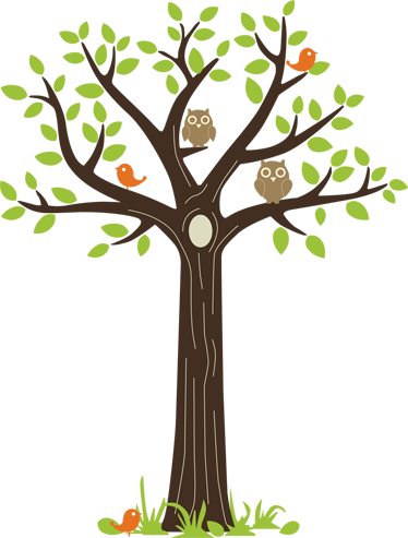 Tapis vinyle fleurs et plantes hiboux et arbres - TenStickers