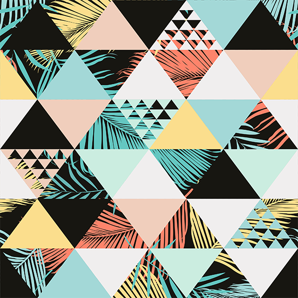 Tapis vinyle fleurs et plantes triangles tropicaux - TenStickers