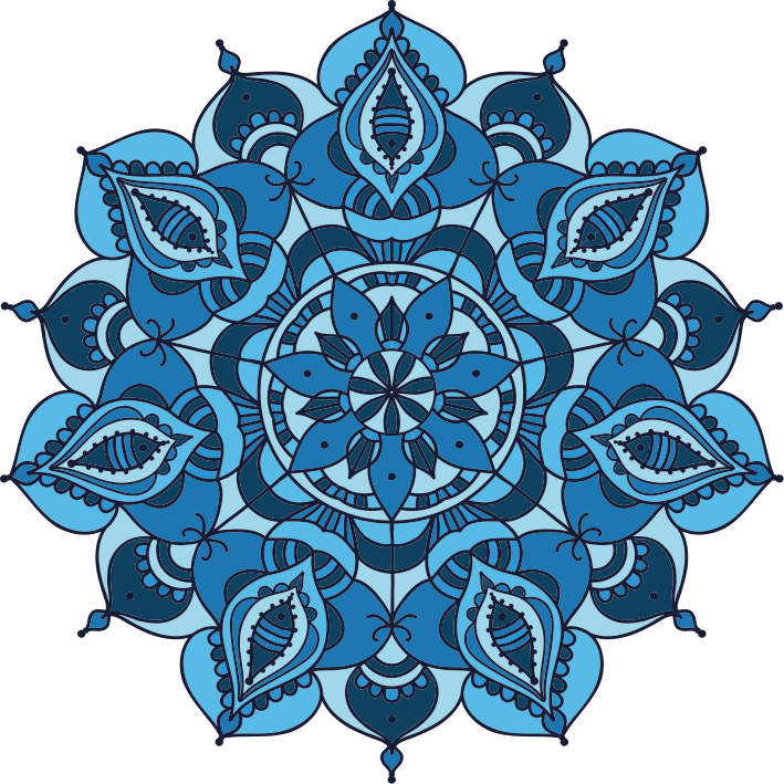 Tapis vinyle fleurs et plantes mandala lotus bleu - TenStickers