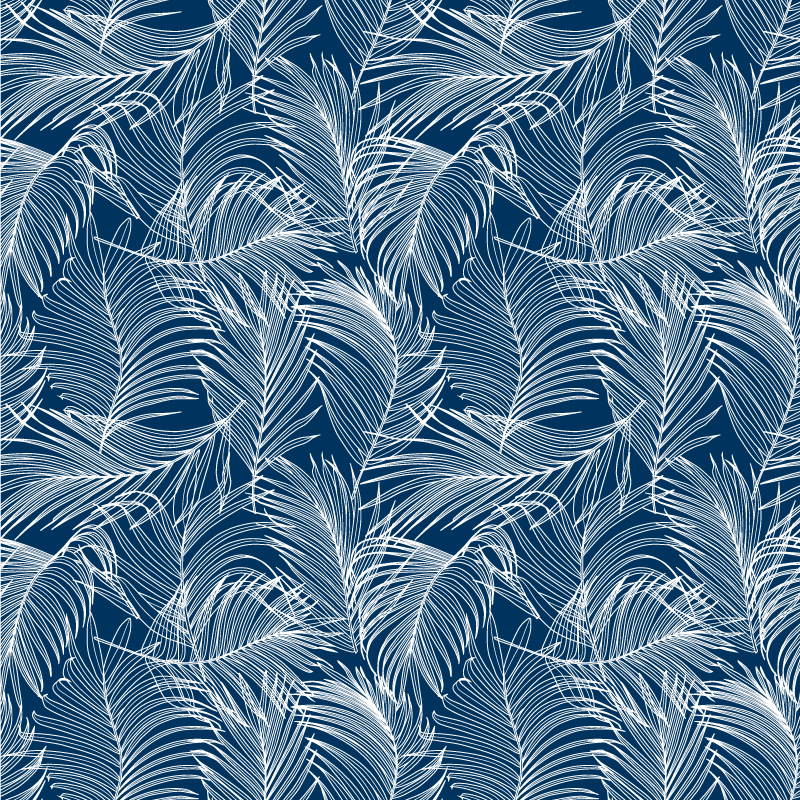 Tapis vinyle fleurs et plantes feuilles bleues gracieuses - TenStickers