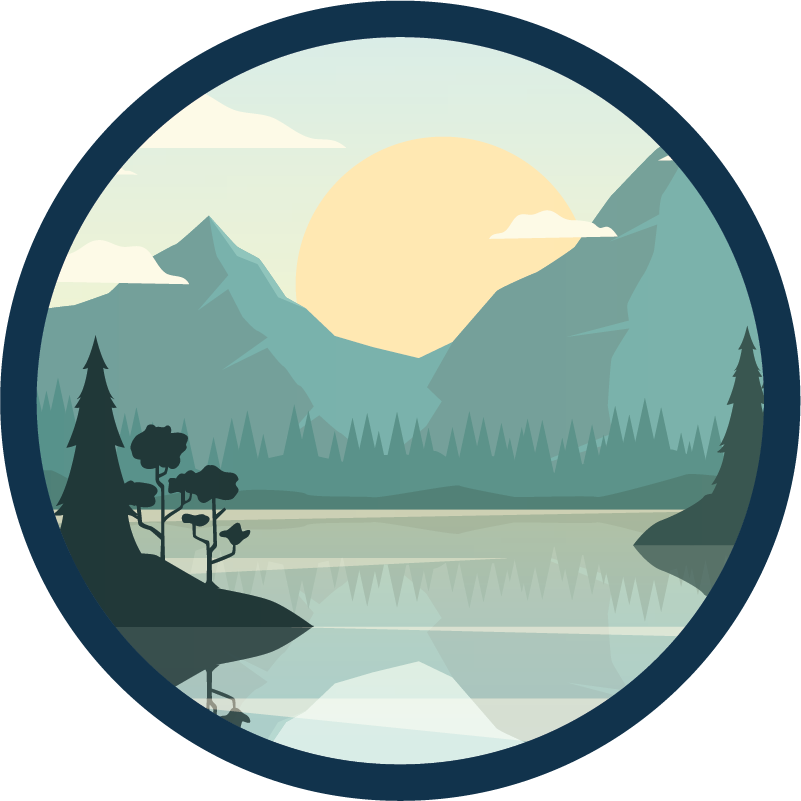 Tapis vinyle fleurs et plantes silhouette montagne lac - TenStickers