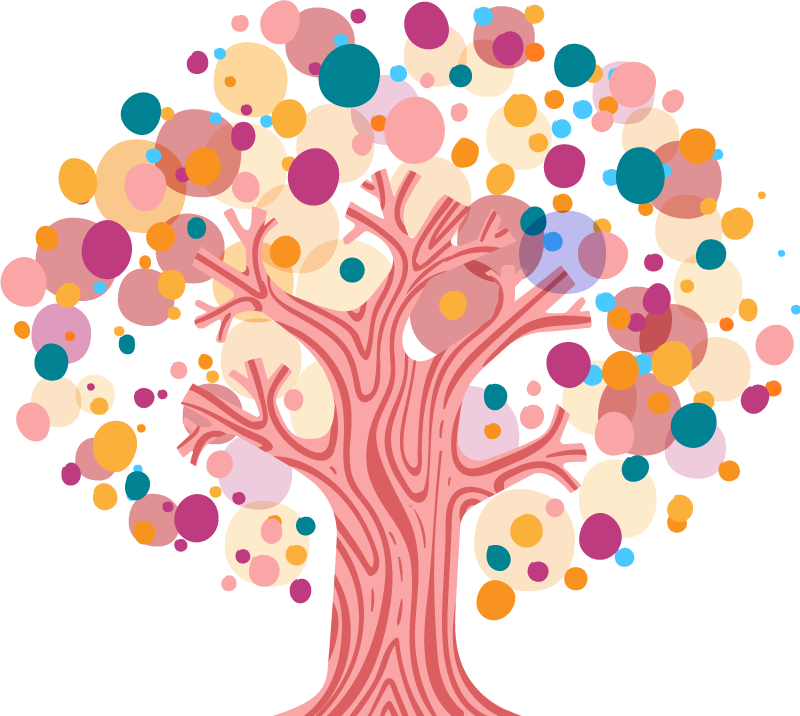 Tapis vinyle fleurs et plantes silhouette d'arbre coloré - TenStickers