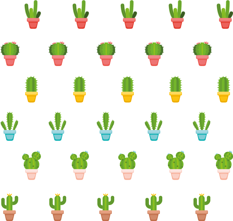 Tapis vinyle fleurs et plantes motifs cactus - TenStickers