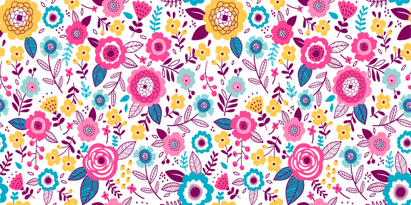 Tapis vinyle fleurs et plantes roses kallax - TenStickers