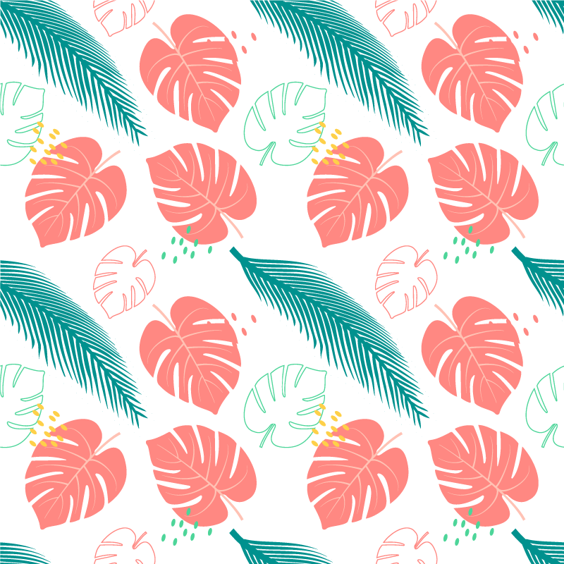Tapis vinyle fleurs et plantes feuilles tropicales roses - TenStickers