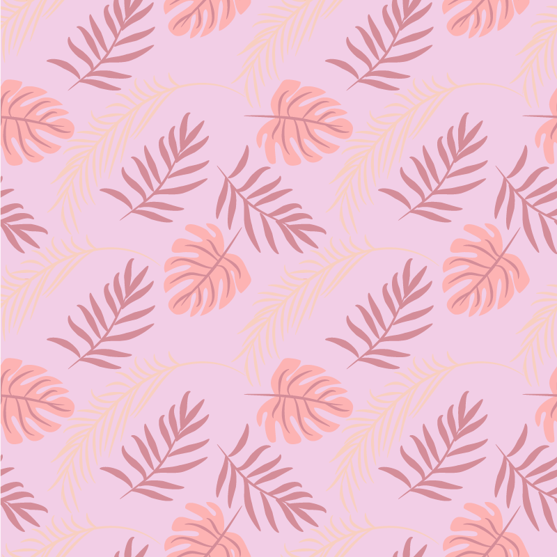 Tapis vinyle fleurs et plantes design feuilles roses - TenStickers