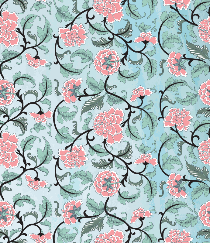 Tapis vinyle fleurs et plantes japonaises - TenStickers
