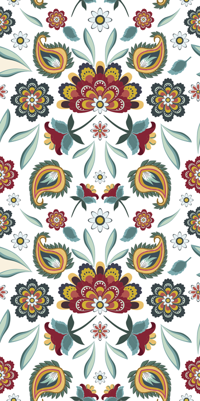 Tapis vinyle fleurs et plantes style floral ethnique - TenStickers