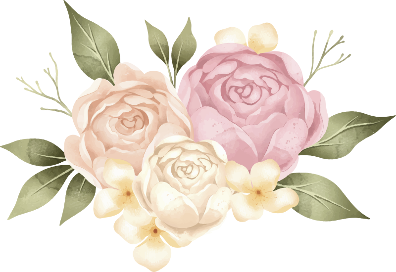Tapis vinyle fleurs et plantes pivoine aquarelle - TenStickers